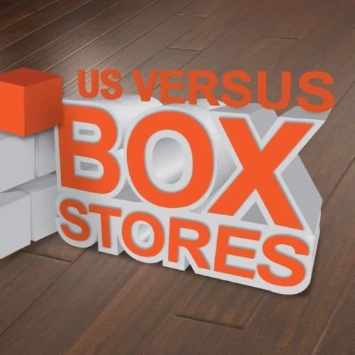 Us Vs Box Stores graphic from Rugtex of Florida in Miami, FL