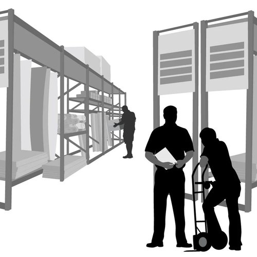 Grayscale image of employees in a warehouse from Rugtex of Florida in Miami, FL