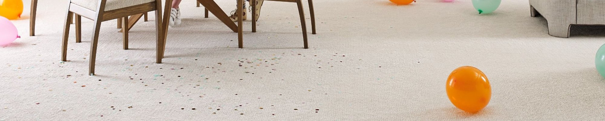 Children's party in living room with beige carpet from Rugtex of Florida in Miami, FL